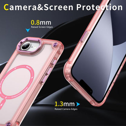 For iPhone 16e Skin Feel TPU + PC MagSafe Magnetic Phone Case(Transparent Pink) - iPhone 16e Cases by buy2fix | Online Shopping UK | buy2fix