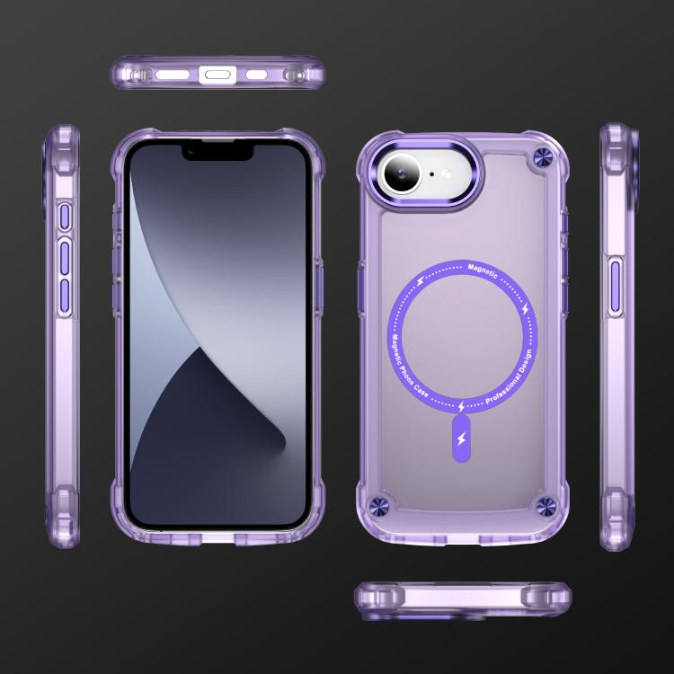 For iPhone 16e Skin Feel TPU + PC MagSafe Magnetic Phone Case(Transparent Purple) - iPhone 16e Cases by buy2fix | Online Shopping UK | buy2fix