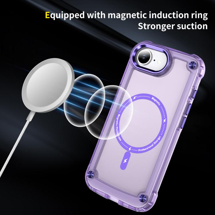 For iPhone 16e Skin Feel TPU + PC MagSafe Magnetic Phone Case(Transparent Purple) - iPhone 16e Cases by buy2fix | Online Shopping UK | buy2fix