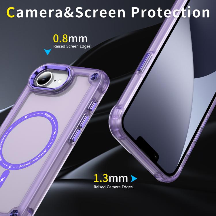 For iPhone 16e Skin Feel TPU + PC MagSafe Magnetic Phone Case(Transparent Purple) - iPhone 16e Cases by buy2fix | Online Shopping UK | buy2fix