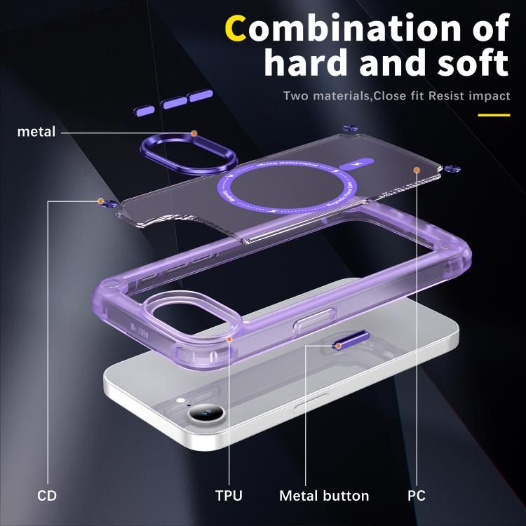For iPhone 16e Skin Feel TPU + PC MagSafe Magnetic Phone Case(Transparent Purple) - iPhone 16e Cases by buy2fix | Online Shopping UK | buy2fix