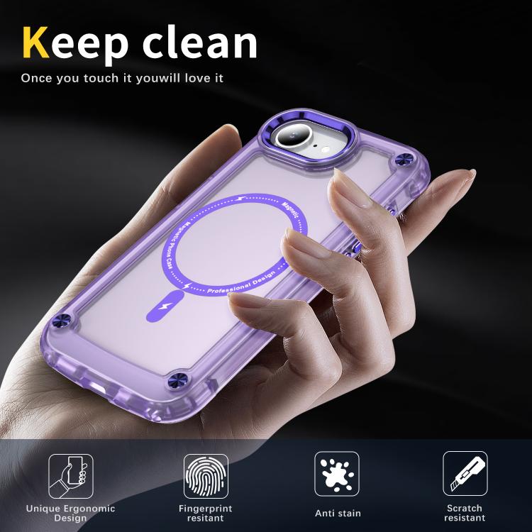 For iPhone 16e Skin Feel TPU + PC MagSafe Magnetic Phone Case(Transparent Purple) - iPhone 16e Cases by buy2fix | Online Shopping UK | buy2fix