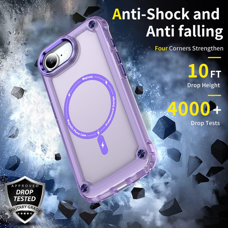 For iPhone 16e Skin Feel TPU + PC MagSafe Magnetic Phone Case(Transparent Purple) - iPhone 16e Cases by buy2fix | Online Shopping UK | buy2fix