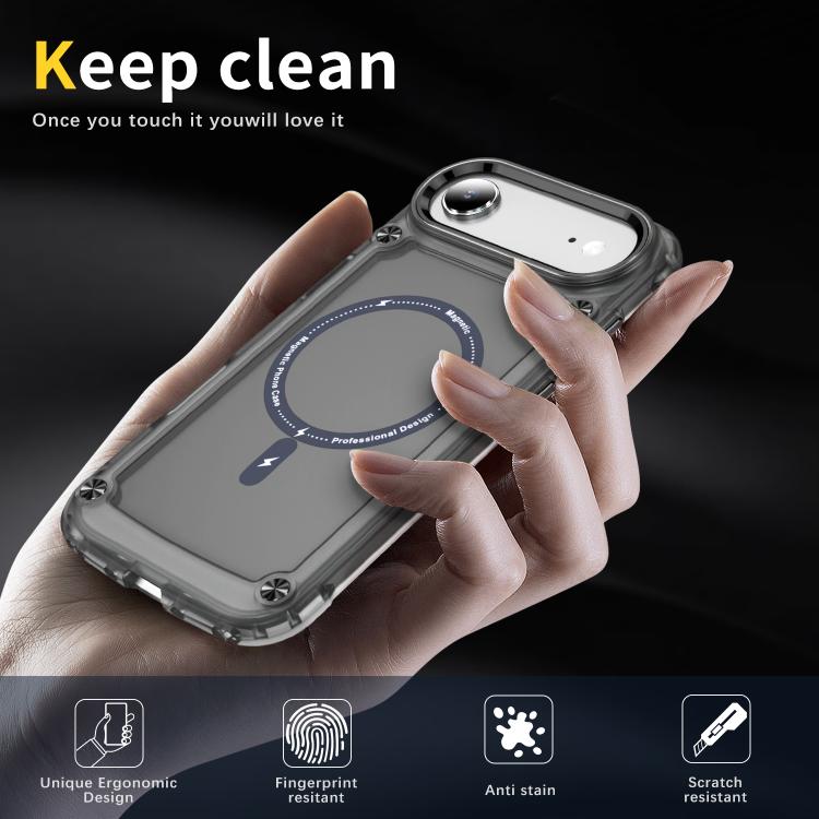 For iPhone Air Skin Feel TPU + PC MagSafe Magnetic Phone Case(Transparent Black) - iPhone Air Cases by buy2fix | Online Shopping UK | buy2fix