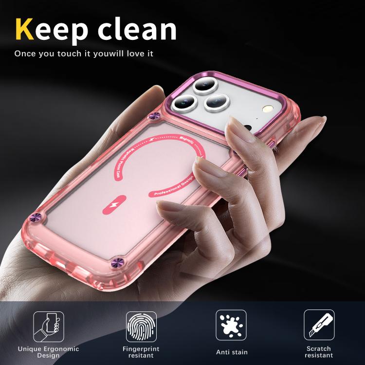 For iPhone 17 Pro Max Skin Feel TPU + PC MagSafe Magnetic Phone Case(Transparent Pink) - iPhone 17 Pro Max Cases by buy2fix | Online Shopping UK | buy2fix