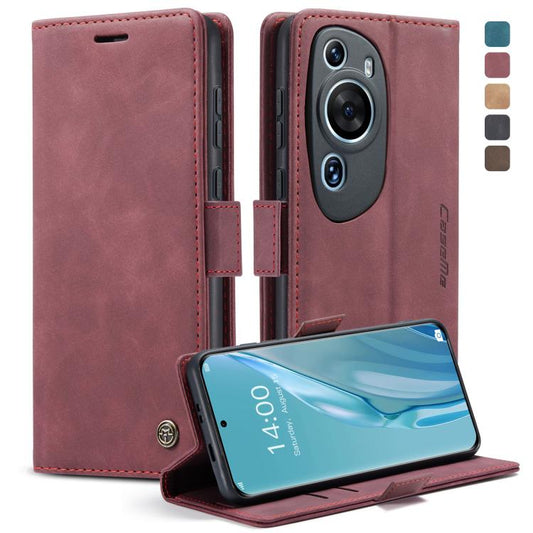 For Huawei P60 Art CaseMe 013 Multifunctional Horizontal Flip Leather Phone Case(Wine Red) - Huawei Cases by CaseMe | Online Shopping UK | buy2fix