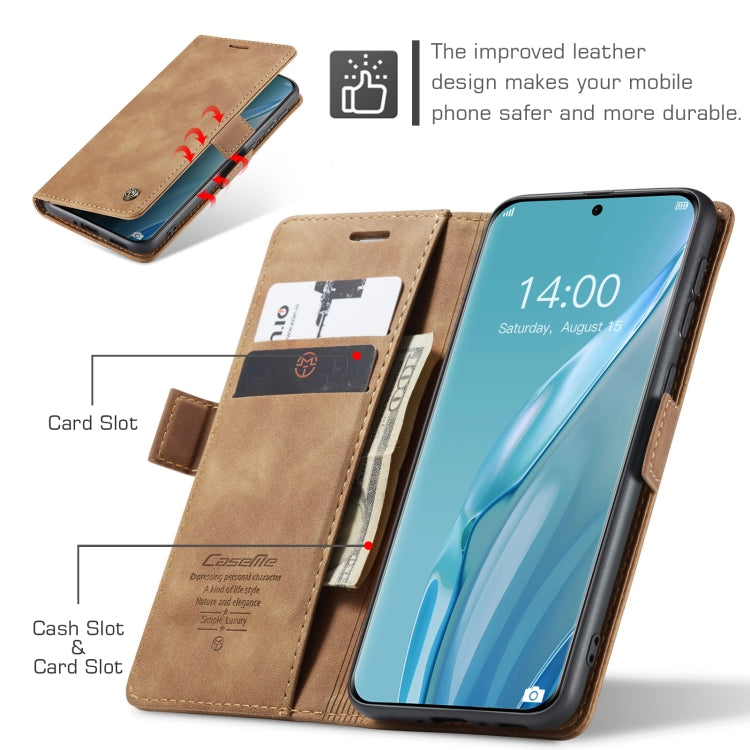 For Huawei P60 Art CaseMe 013 Multifunctional Horizontal Flip Leather Phone Case(Brown) - Huawei Cases by CaseMe | Online Shopping UK | buy2fix