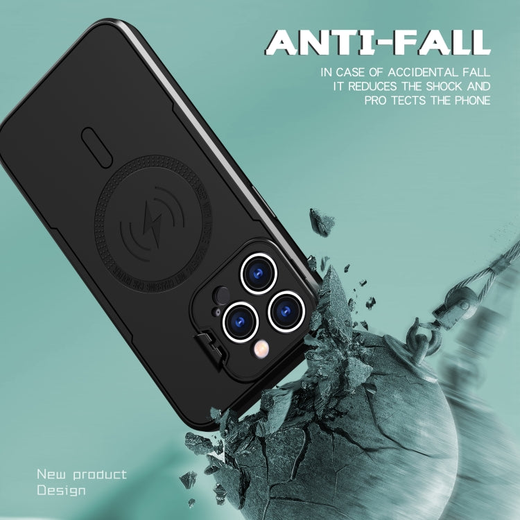 For iPhone 15 Pro MagSafe Magnetic Invisible Camera Holder Phone Case(Black) by buy2fix