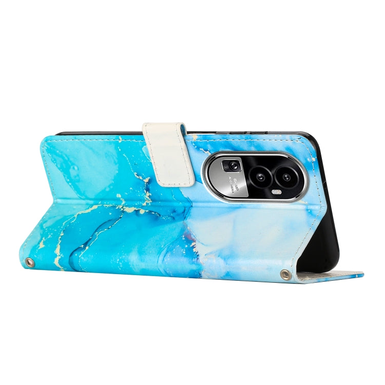 For OPPO Reno10 Pro+ Painted Marble Pattern Leather Phone Case(Blue Green) by buy2fix