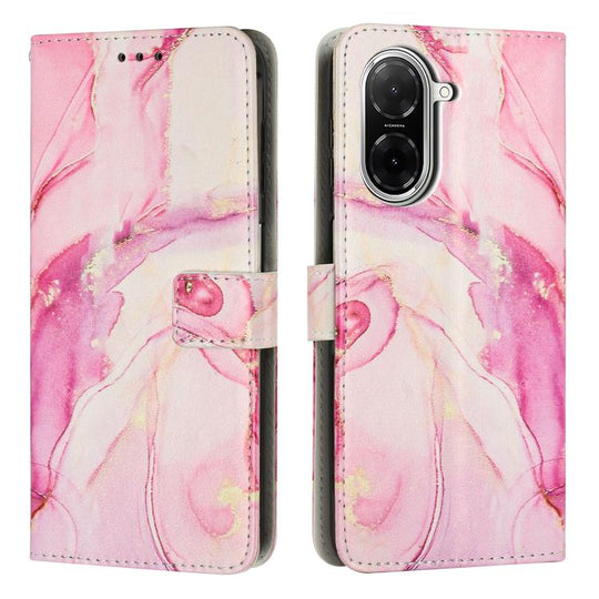 For Redmi A5 4G 171.7mm / Poco C71 Painted Marble Pattern Leather Phone Case(Rose Gold)