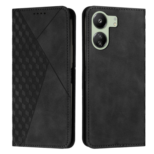For Xiaomi Redmi 13C Diamond Splicing Skin Feel Magnetic Leather Phone Case(Black) by buy2fix