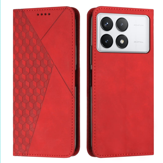 For Xiaomi Redmi K70 / K70 Pro Diamond Splicing Skin Feel Magnetic Leather Phone Case(Red) - Xiaomi Cases by buy2fix | Online Shopping UK | buy2fix