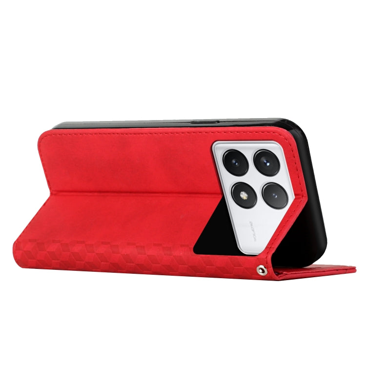 For Xiaomi Redmi K70 / K70 Pro Diamond Splicing Skin Feel Magnetic Leather Phone Case(Red) - Xiaomi Cases by buy2fix | Online Shopping UK | buy2fix