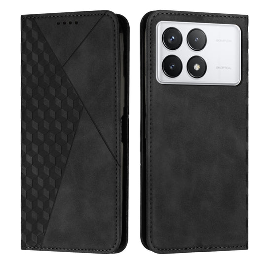 For Xiaomi Redmi K70E Diamond Splicing Skin Feel Magnetic Leather Phone Case(Black) - Xiaomi Cases by buy2fix | Online Shopping UK | buy2fix