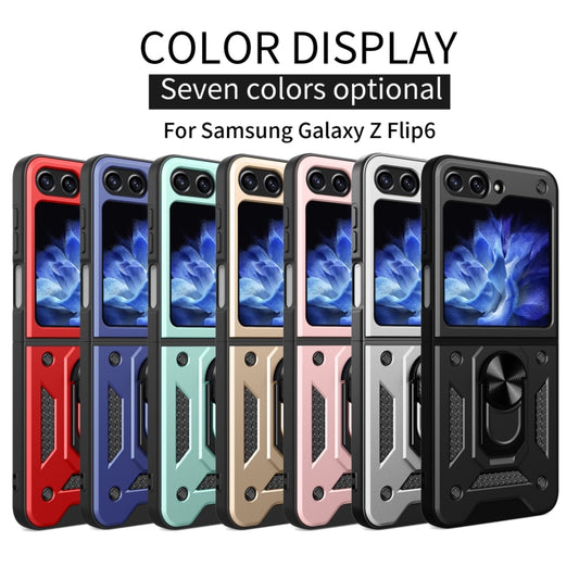 For Samsung Galaxy Z Flip6 / Flip7 FE Armor Magnetic Bracket TPU+PC Phone Case(Black) - Galaxy Z Flip6 5G Cases by buy2fix | Online Shopping UK | buy2fix