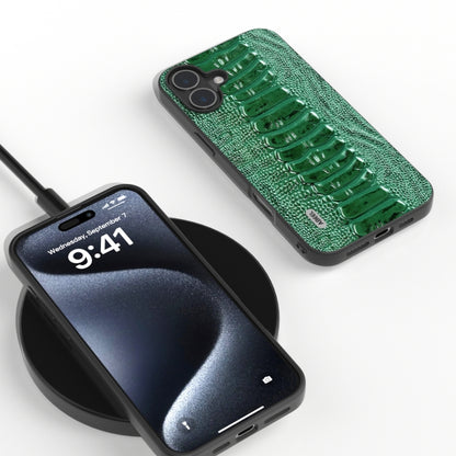 For iPhone 16 ABEEL Genuine Leather Weilai Series Phone Case(Green) by buy2fix