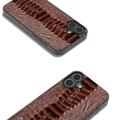 For iPhone 16 ABEEL Genuine Leather Weilai Series Phone Case(Coffee) by buy2fix