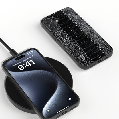 For iPhone 16 ABEEL Genuine Leather Weilai Series Phone Case(Black) by buy2fix