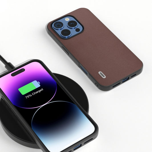 For iPhone 16 Pro ABEEL Genuine Leather Xiaoya Series Phone Case(Coffee) by buy2fix