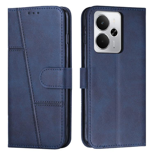 For Realme 14 / P3 5G / 14T 5G Stitching Calf Texture Buckle Leather Phone Case(Blue)