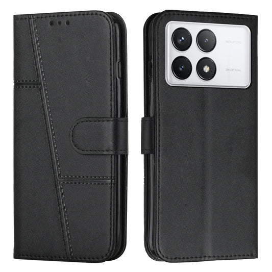 For Xiaomi Redmi K70E Stitching Calf Texture Buckle Leather Phone Case(Black) - Xiaomi Cases by buy2fix | Online Shopping UK | buy2fix