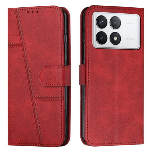 For Xiaomi Redmi K70 / K70 Pro Stitching Calf Texture Buckle Leather Phone Case(Red) - Xiaomi Cases by buy2fix | Online Shopping UK | buy2fix