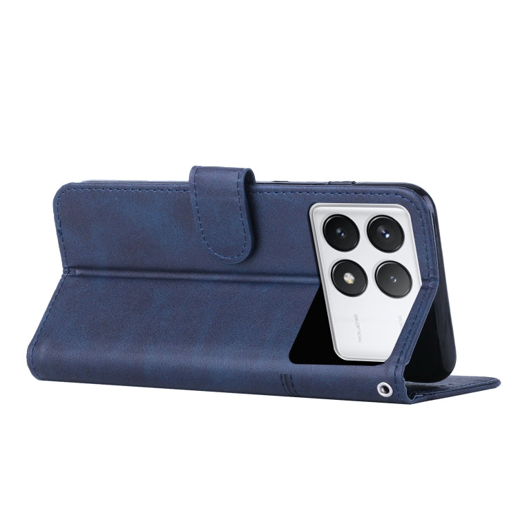 For Xiaomi Redmi K70 / K70 Pro Stitching Calf Texture Buckle Leather Phone Case(Blue) - Xiaomi Cases by buy2fix | Online Shopping UK | buy2fix