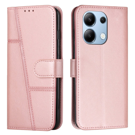 For Xiaomi Redmi Note 13 4G Global Stitching Calf Texture Buckle Leather Phone Case(Rose Gold) - Xiaomi Cases by buy2fix | Online Shopping UK | buy2fix