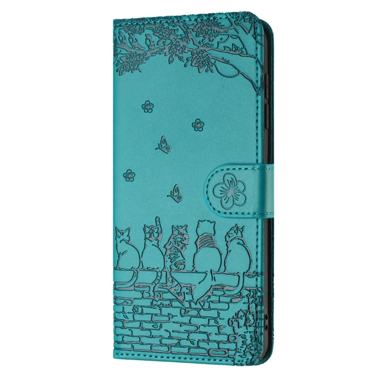 For iPhone 16e Cat Embossing Pattern Leather Phone Case with Lanyard(Blue) by buy2fix