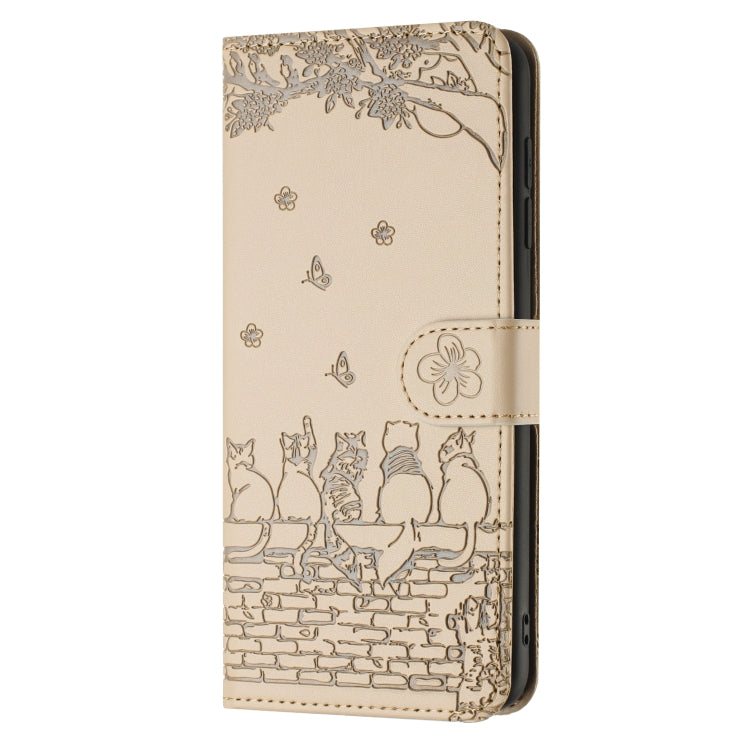 For iPhone 16e Cat Embossing Pattern Leather Phone Case with Lanyard(Beige) by buy2fix