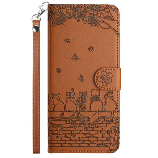 For iPhone Air Cat Embossing Pattern Leather Phone Case with Lanyard(Brown) - iPhone Air Cases by buy2fix | Online Shopping UK | buy2fix