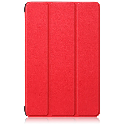 For Samsung Galaxy Tab S9+ Custer Pure Color 3-Fold Holder Smart Leather Tablet Case(Red) - Galaxy Tab S9+ Cases by buy2fix | Online Shopping UK | buy2fix