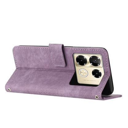 For Infinix Note 40 Pro 4G / 5G Skin Feel Stripe Pattern Leather Phone Case with Lanyard(Purple) - Infinix Cases by buy2fix | Online Shopping UK | buy2fix