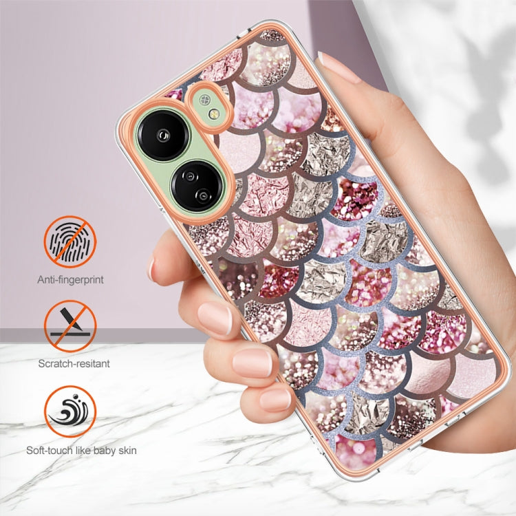 For Xiaomi Redmi 13C 4G Electroplating IMD TPU Phone Case(Pink Scales) by buy2fix