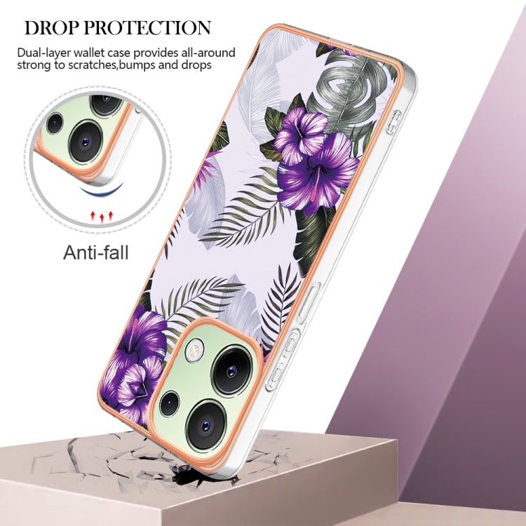 For Xiaomi Redmi Note 13 4G Global Electroplating IMD TPU Phone Case(Purple Flower) - Xiaomi Cases by buy2fix | Online Shopping UK | buy2fix