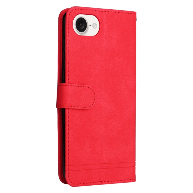 For iPhone 16e Skin Feel Life Tree Leather Phone Case(Red) - iPhone 16e Cases by buy2fix | Online Shopping UK | buy2fix