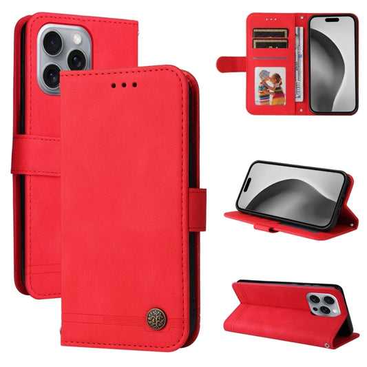 For iPhone 16 Pro Max Skin Feel Life Tree Leather Phone Case(Red) by buy2fix
