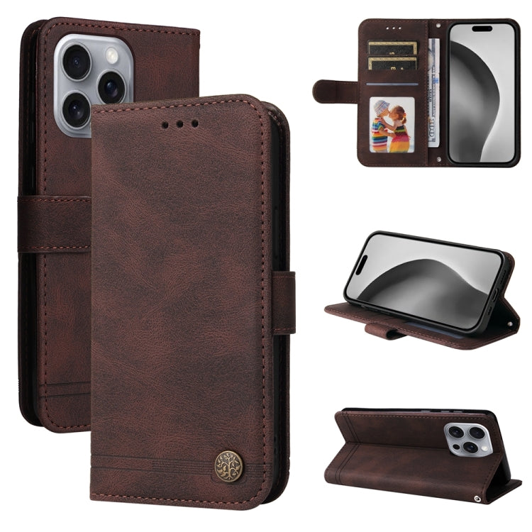 For iPhone 16 Pro Max Skin Feel Life Tree Leather Phone Case(Brown) by buy2fix