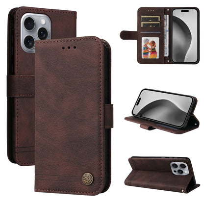 For iPhone 16 Pro Max Skin Feel Life Tree Leather Phone Case(Brown) by buy2fix