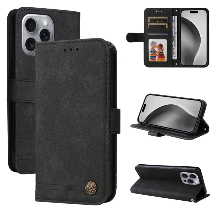 For iPhone 16 Pro Max Skin Feel Life Tree Leather Phone Case(Black) by buy2fix