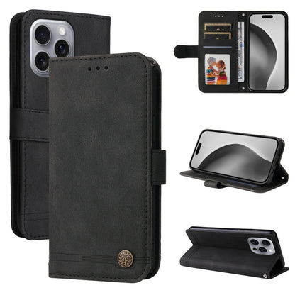 For iPhone 16 Pro Max Skin Feel Life Tree Leather Phone Case(Black) by buy2fix