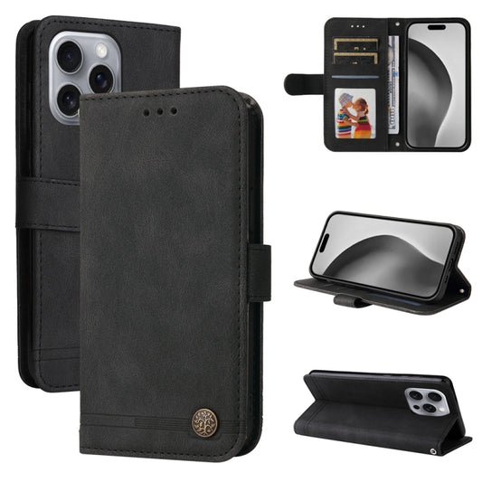 For iPhone 16 Pro Max Skin Feel Life Tree Leather Phone Case(Black) by buy2fix