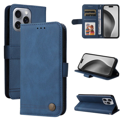 For iPhone 16 Pro Max Skin Feel Life Tree Leather Phone Case(Blue) by buy2fix