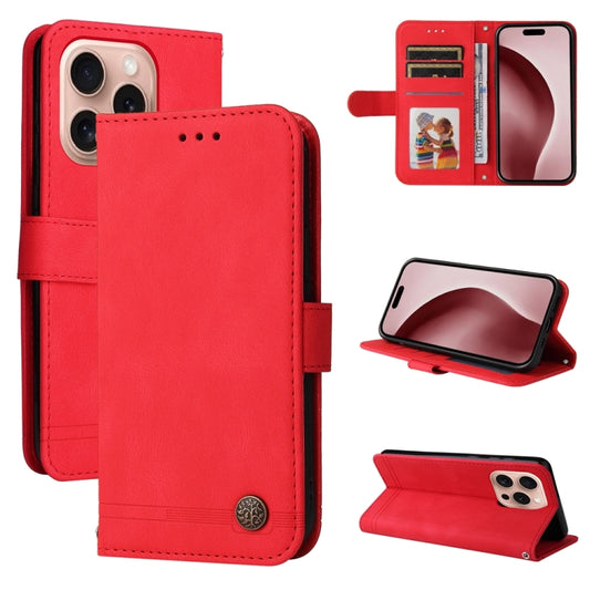 For iPhone 16 Pro Skin Feel Life Tree Leather Phone Case(Red) by buy2fix