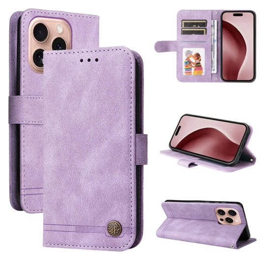 For iPhone 16 Pro Skin Feel Life Tree Leather Phone Case(Purple) by buy2fix