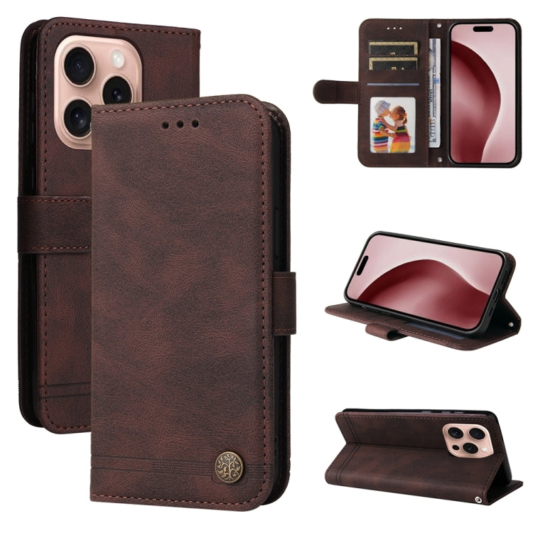 For iPhone 16 Pro Skin Feel Life Tree Leather Phone Case(Brown) by buy2fix