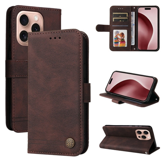 For iPhone 16 Pro Skin Feel Life Tree Leather Phone Case(Brown) by buy2fix