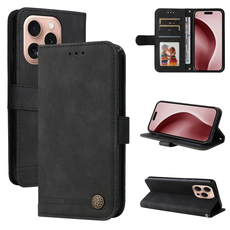 For iPhone 16 Pro Skin Feel Life Tree Leather Phone Case(Black) by buy2fix