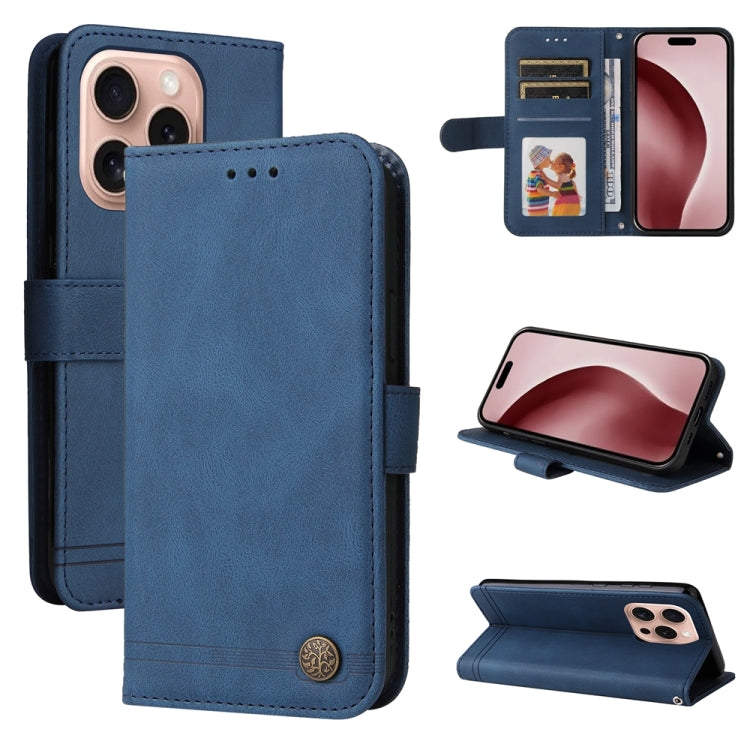 For iPhone 16 Pro Skin Feel Life Tree Leather Phone Case(Blue) by buy2fix