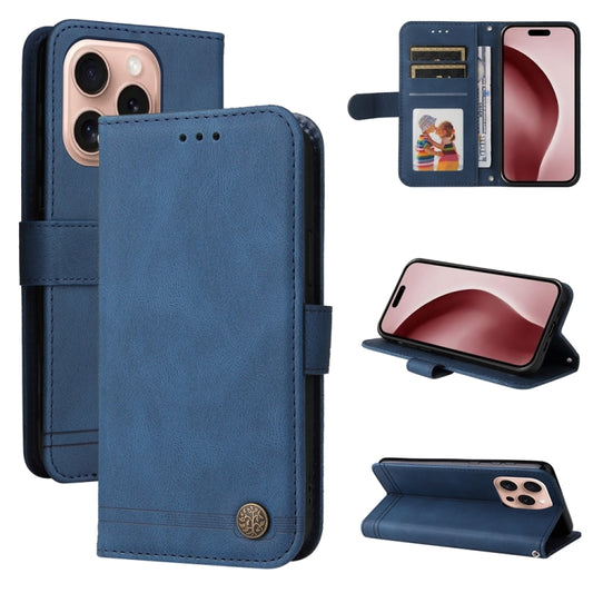 For iPhone 16 Pro Skin Feel Life Tree Leather Phone Case(Blue) by buy2fix